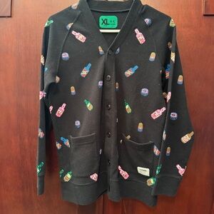 Quirky print Corade Black Knit Sweater with bottle design Size XL